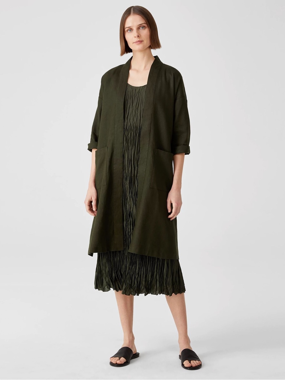 Eileen Fisher Linen Tank Jumpsuit with Belted Jacket Set